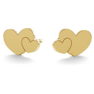 Dvojité srdce náušnice zlato 14K LKZ-00702 KLS - 0,30 mm