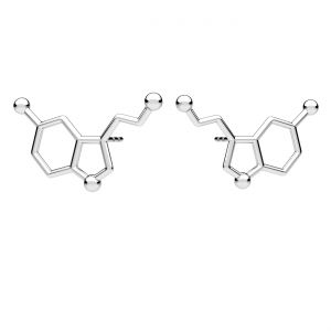 Serotonín chemický vzorec náušnice, striebro 925, ODL-00463 KLS (L+P)