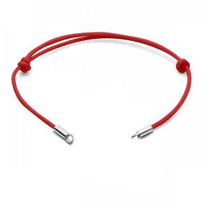 Náramok z voskovanej šnúrky - nastaviteľný - červený*strieborný AG 925*J-STRING BRACELET 23 13,5-24,50 cm