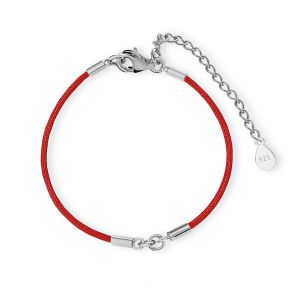 Dvojdielny šnúrkový náramok s predĺžením - červený*strieborný AG 925*J-STRING BRACELET 25 15,5-19,50 cm
