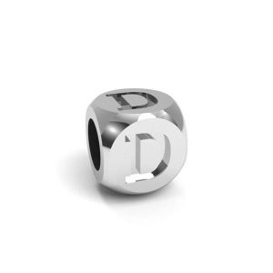 Prívesok - kocka s písmenom D, striebro 925, CUBE D 4,8x4,8 mm