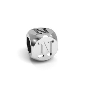 Prívesok - kocka s písmenom N, striebro 925, CUBE N 4,8x4,8 mm