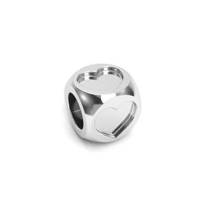 Prívesok - kocka s symbol srdce, striebro 925, CUBE HEART 4,8x4,8 mm