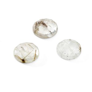 Okrúhly kameň, plochý chrbát, ROUND ROSE CUT 14,9 mm Gold Rutile, GAVBARI
