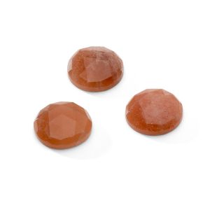Okrúhly kameň, plochý chrbát, ROUND ROSE CUT 14,9 mm Peach moonstone, GAVBARI