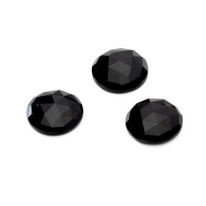 Okrúhly kameň, plochý chrbát, ROUND ROSE CUT 14,9 mm Black onyx, GAVBARI