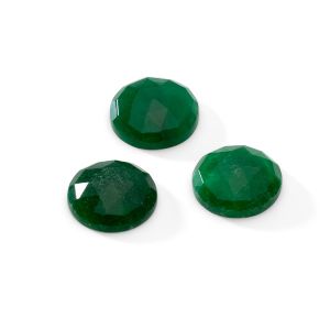 Okrúhly kameň, plochý chrbát, ROUND ROSE CUT 14,9 mm dark green Jade, GAVBARI