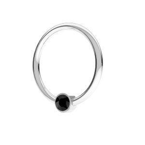 Okrúhly prívesok s čiernym kryštálom, striebro 925, ODL-00703 13,5 mm ver.3