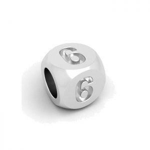 Prívesok - kocka s číslica 6, striebro 925, CUBE 6 4,8x4,8 mm