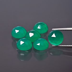 Okrúhly kameň, ružový brus - Zelený achát 4 MM
