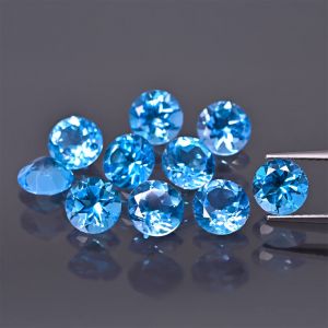 Okrúhly kameň, kužeľ - Swiss Blue Topás 6 MM