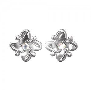 Stud earring - flower with stone*sterling silver AG 925*SZ 2
