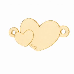 Zlat&yacute; pr&iacute;vesok s konektorom - dve srdiečka*zlato AU 375*LKZ9K-30022 - 0,30 8,7x17 mm